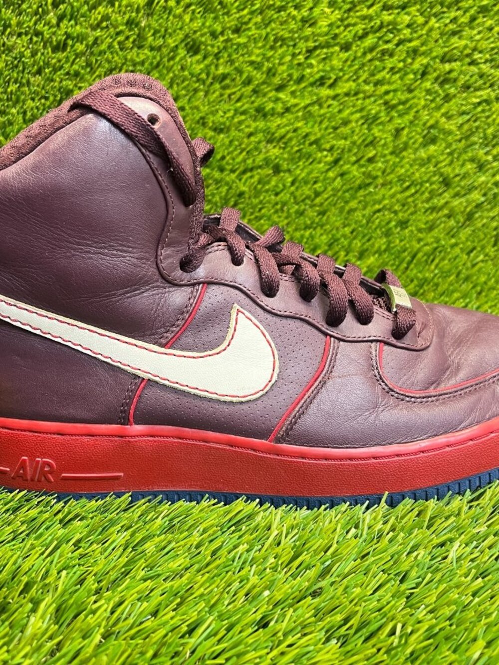 Nike‎ Air Force 1 High Premium Mens Size 9 Burgundy Athletic Shoes Sneakers